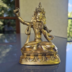 Gilt Bronze Manjushri Statue: Qing Dynasty Tibetan Buddhist Art