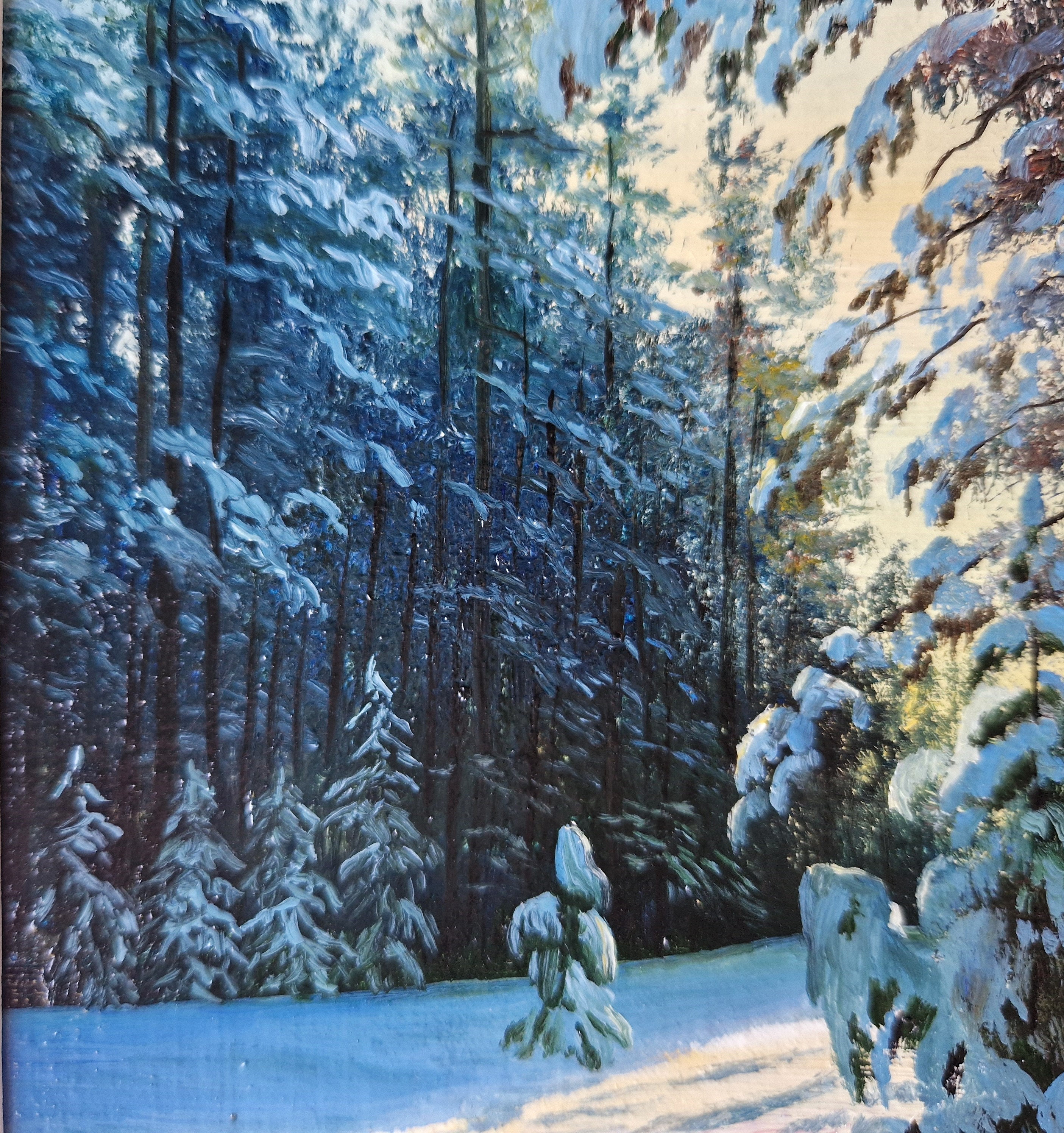 vintage picture ❀ 冬のスウェーデン 風景画 油絵 絵画