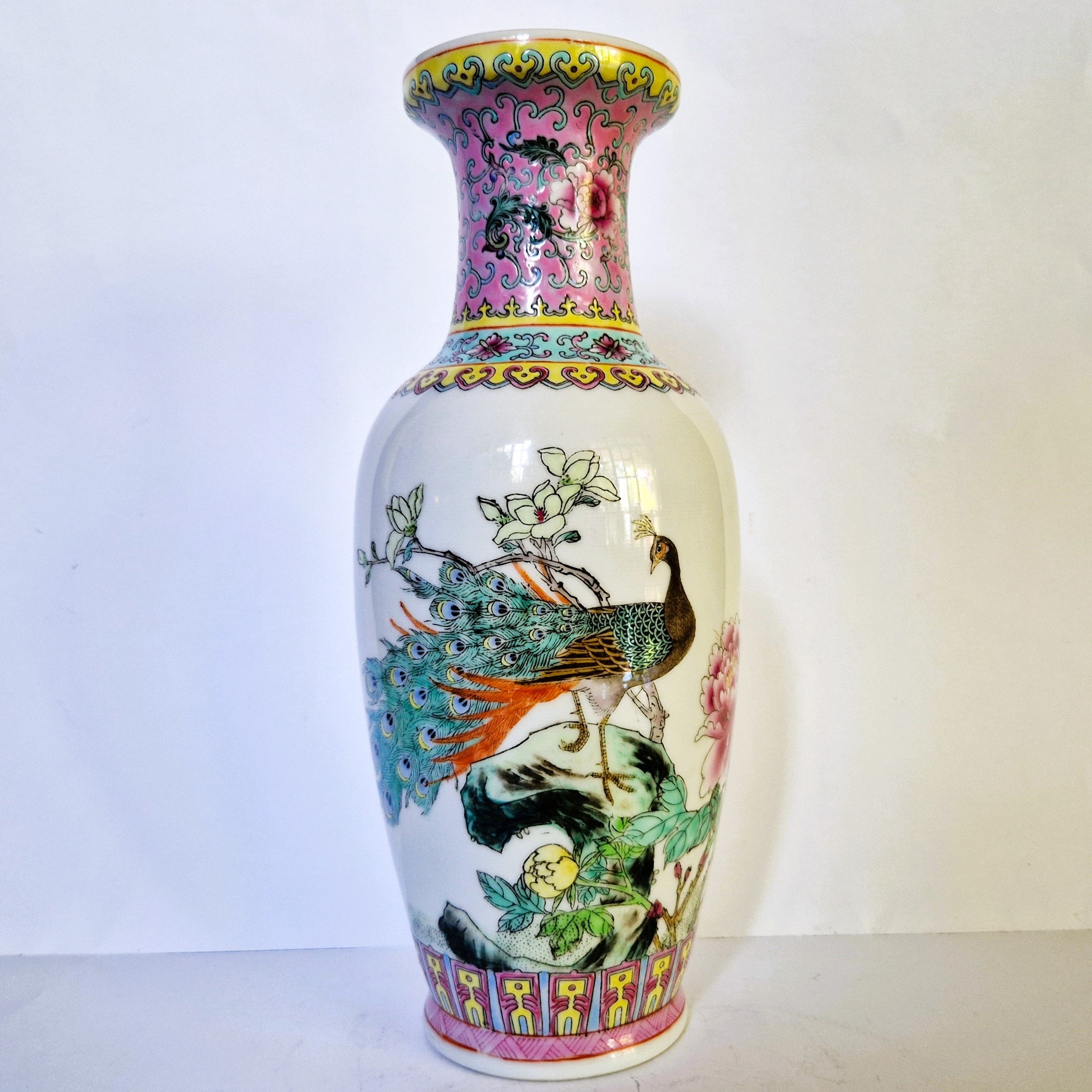 手描き陶器花瓶 松と鳥のデザイン 花瓶 陶器 インテリア置物 デザイン 小さい 3つセット わかさま