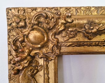 Antiker Gold Gesso Rahmen: Großer kunstvoller barocker Vergoldung (62 cm x 84 cm)