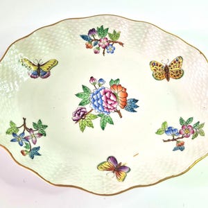 Herend Queen Victoria Serving Platter: Hand-Painted Hungarian Porcelain Dish, China Plate