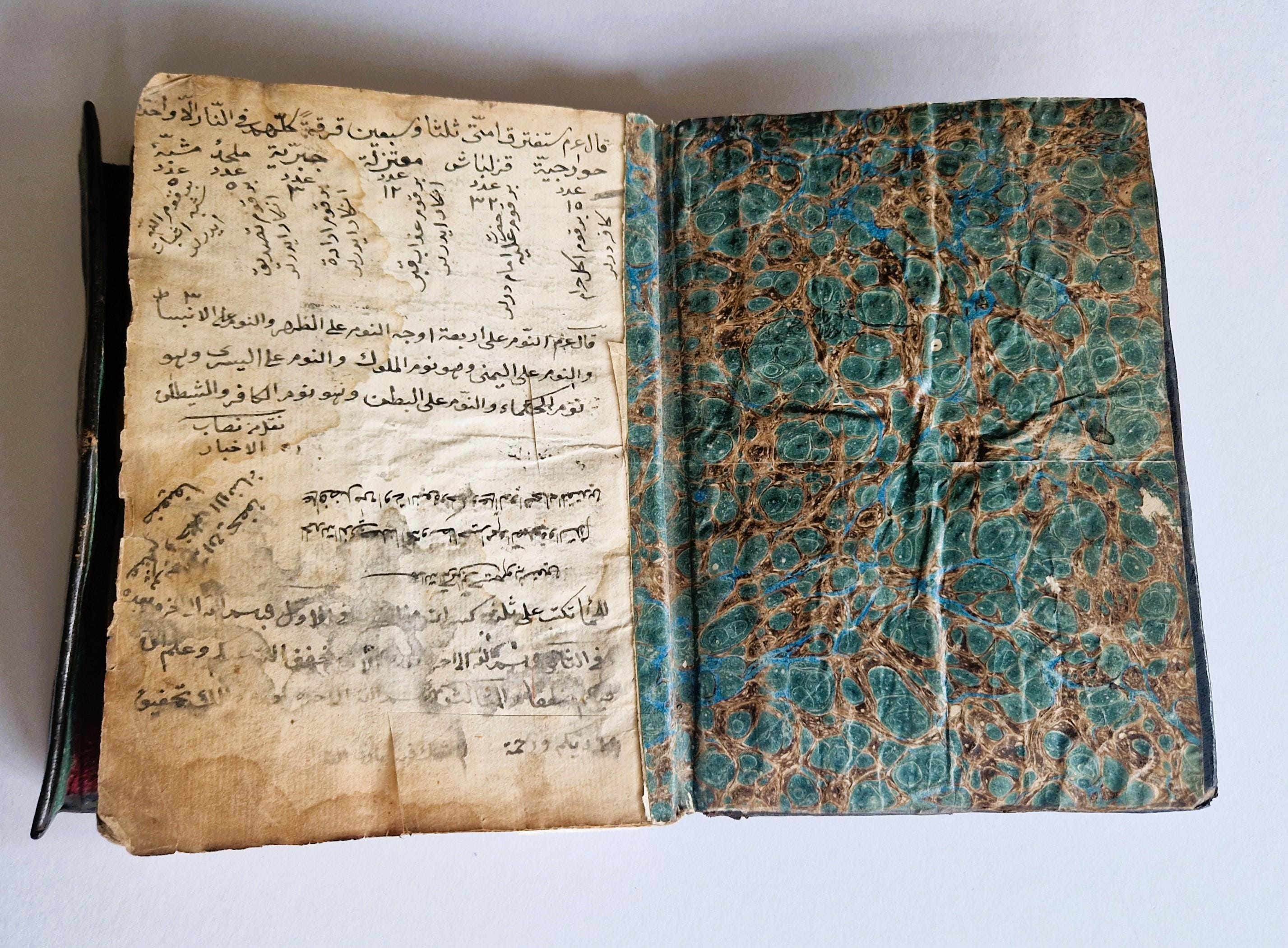 アンティークの手書きアラビア語コーラン写本、古典イスラム法学書 