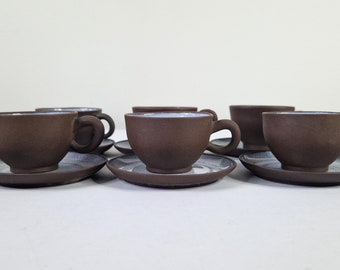 首長おっさん焼き物٩(๑❛ᴗ❛๑)۶ Vintage Chinese Yixing Zisha Tea Cup and Saucer X 6 Psc