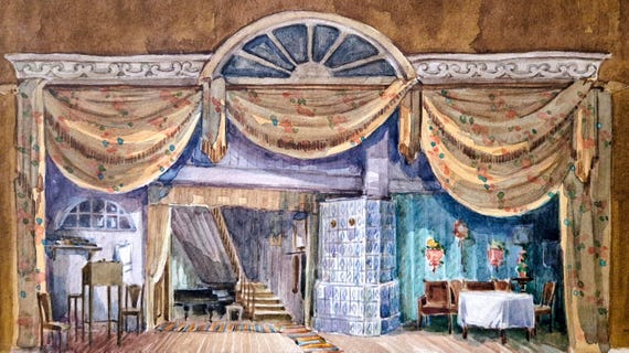 Original Theatre Stage Design Watercolor – Vintage Scenography Artwork, Opera Theater Art, Dramatic Wall Art, Maximalist Interior