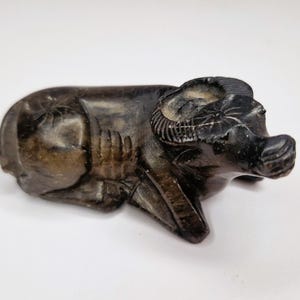 Chinese Antique Carved Stone, Water Buffalo Statue - Chinese Natural Stone, Vintage Asian Art, Chinoiserie Decor, Jade or Onyx Stone
