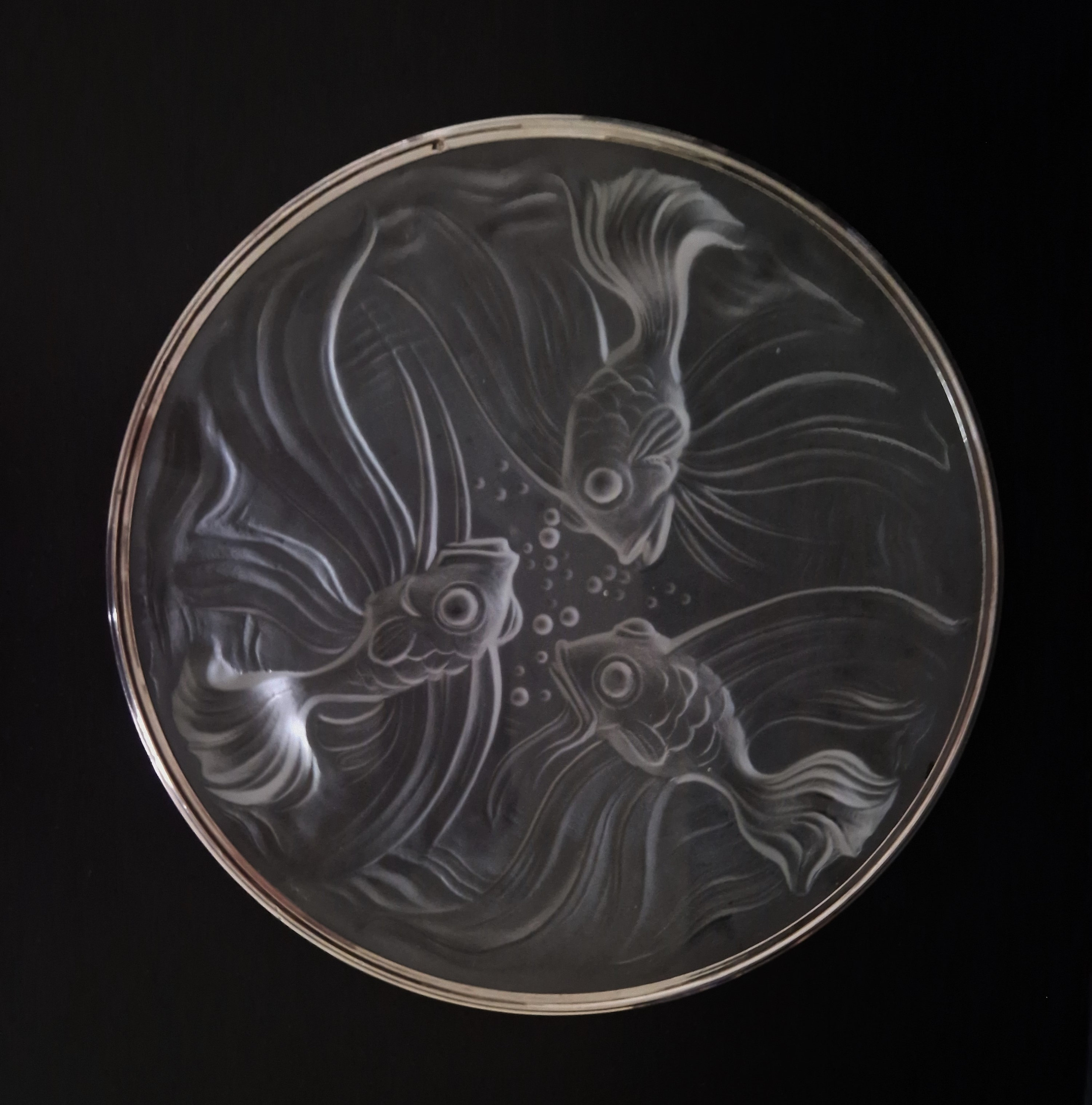 Verlys France Glass Bowl, Frosted Glass Dish, Art Deco