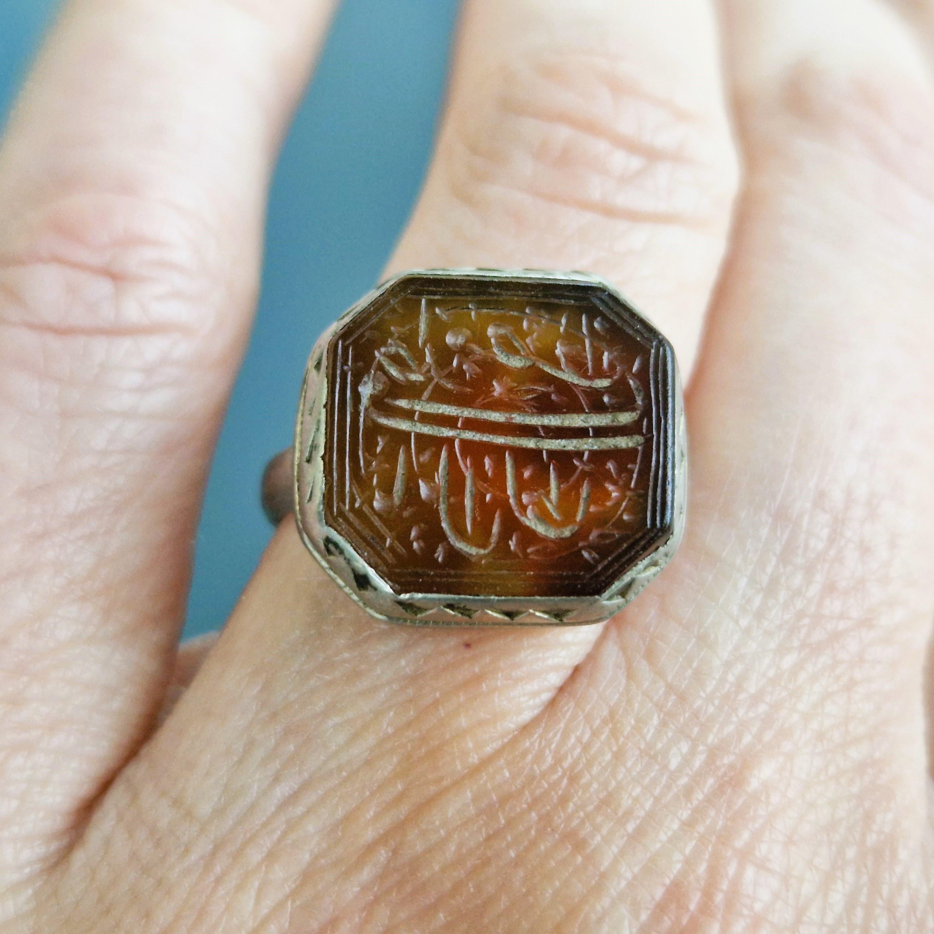 Signet Def Antique Carnelian Cameo Signet Ring: Ottoman Style Silver Mens Rings - Etsy