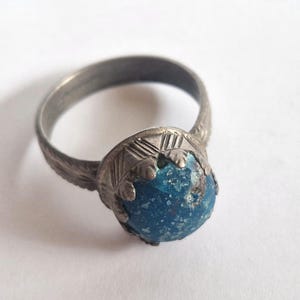 Ancient Medieval silver ring with stone, Antique jewelry silver, Large antique ring, Genuine ancient ring, Old turquoise ring, Viking ring
