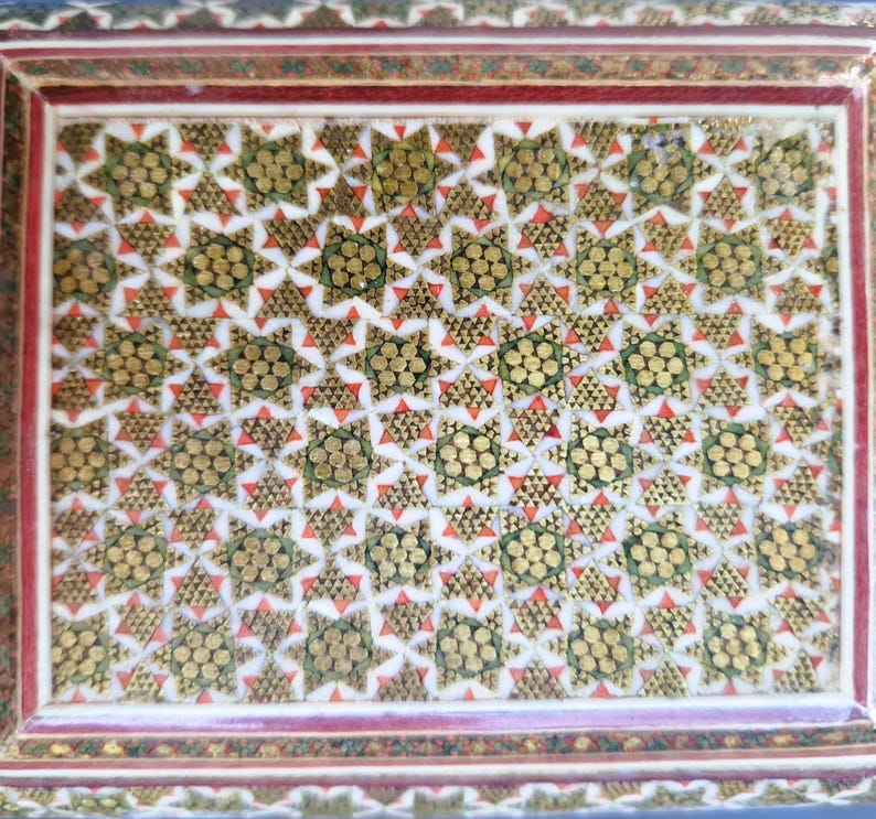 Persian Box Designs Basic Vintage Persian Micro Mosaic Box: Khatam Inlaid Trinket Box ...