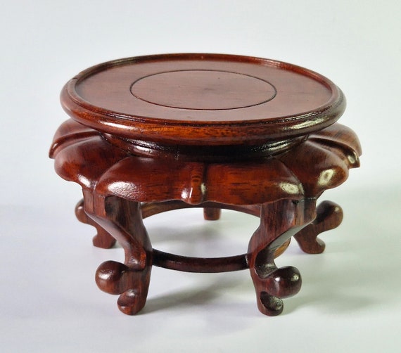 Antique Chinese Wood Vase Stand: Carved Display Table, Early 20th