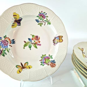 Herend Königin Victoria Suppenteller (6 Stück) - Handbemalter ungarischer Porzellanteller