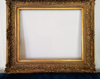 Antique Gold Gesso Frame: 19th Century Baroque Ornate Gilding
