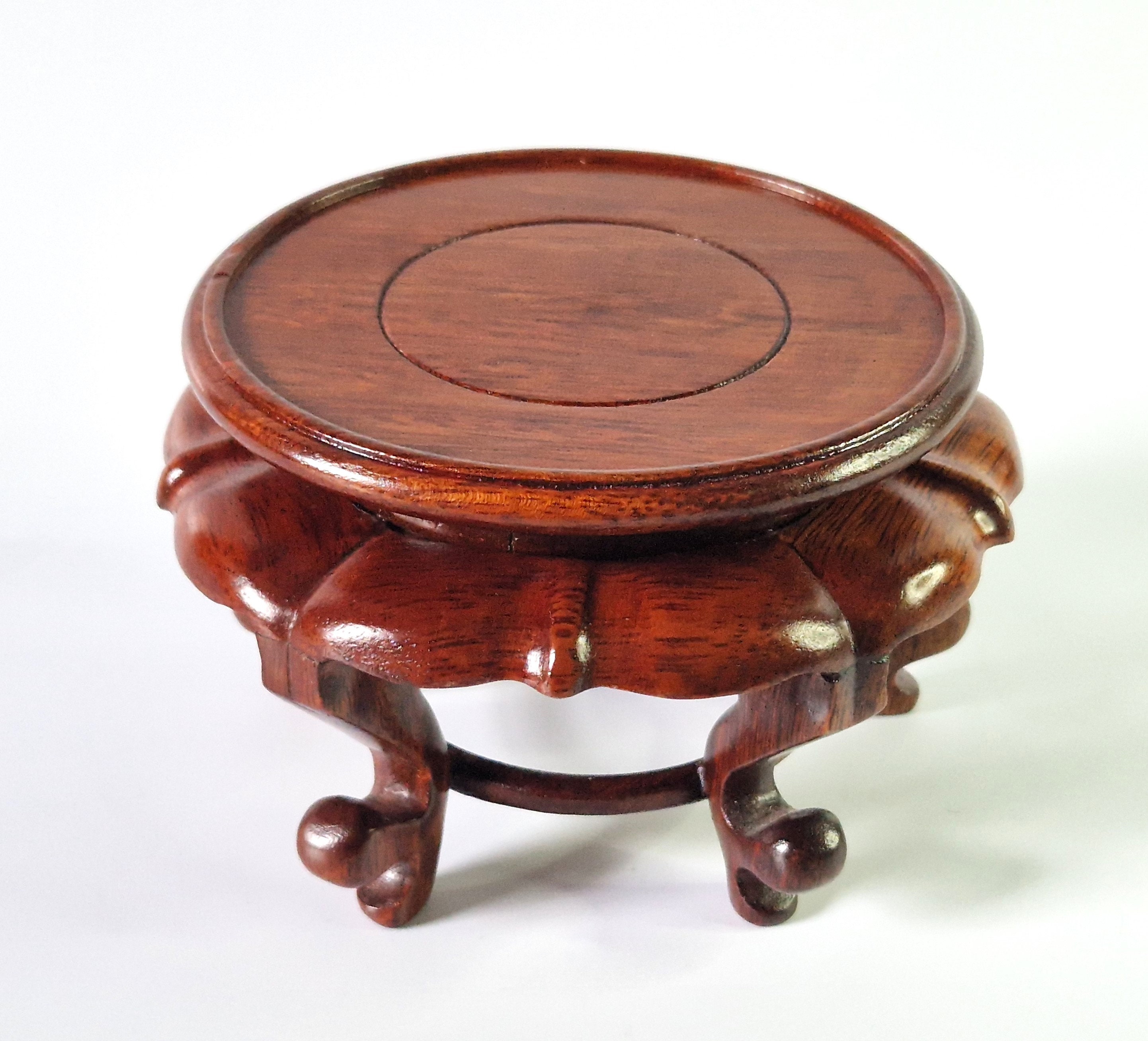 アンティーク中国製木製花瓶スタンド：彫刻が施された展示台、20世紀