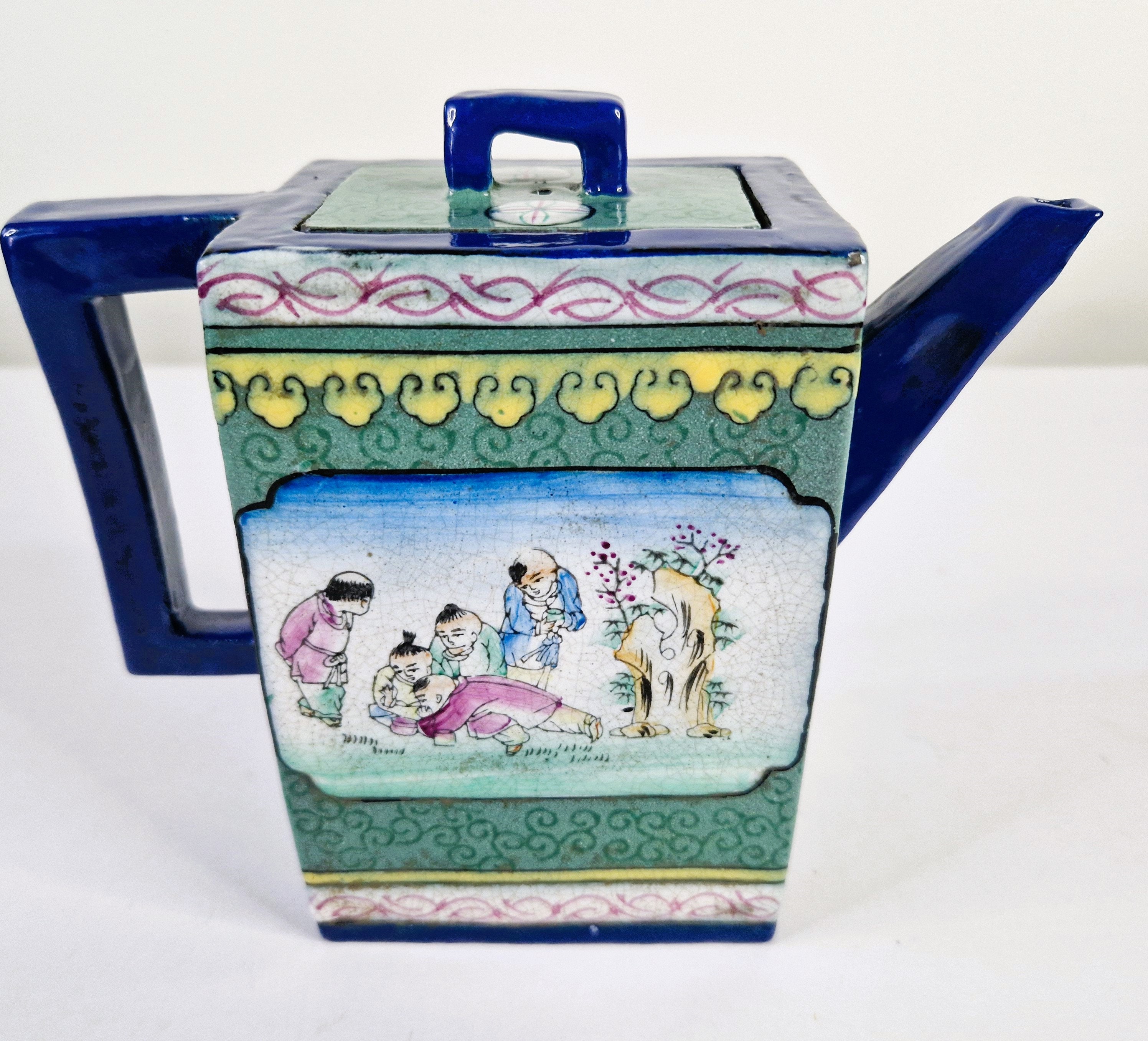 Chinese Antique Enameled Yixing Zisha Teapot, Rare Purple
