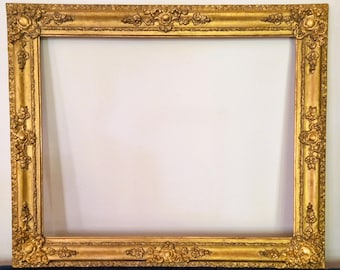 Antique Gold Gesso Frame: Large Ornate Baroque Gilding (24.8&quot;x31&quot;)