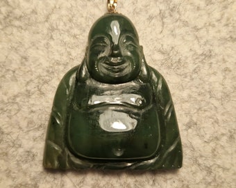 1-3/16インチ 14K 翡翠 仏陀 チャームペンダント - ヴィンテージ 14kt