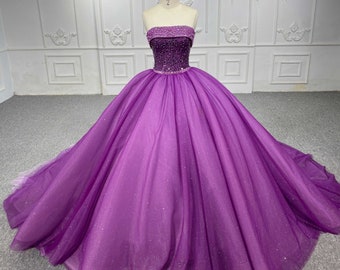 Quinceanera Dresses 2023 Ball Gown Sequined Vestidos De 15 Años 2023 Flowers Purple Pearls Sweetheart Beading 6531 Sweet Sixteen Dresses