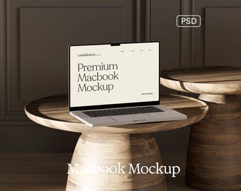 Macbookモックアップ、ラップトップ、ウェブサイトモックアップ、リアルな美的デバイスモックアップ、スクリーン、デジタル製品ブランディングモックアップ、Etsy出品PSD