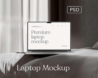 美しいMacBookモックアップ、ノートパソコンウェブサイトモックアップ、リアルなデバイスモックアップ、スクリーンデジタル製品ブランディングモックアップ、Etsy出品用PSD