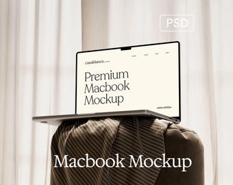 美しいMacBookモックアップ、ノートパソコンウェブサイトモックアップ、リアルなデバイスモックアップ、スクリーンデジタル製品ブランディングモックアップ、Etsy出品用PSD