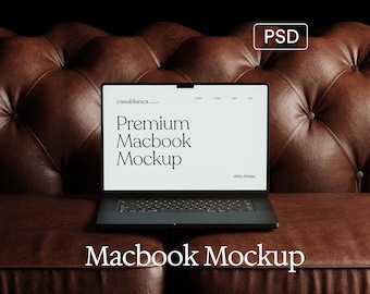 高級Macbookモックアップ、ラップトップウェブサイトモックアップ、リアルなデバイスモックアップスクリーン、デジタル製品ブランディングモックアップ、Etsy出品PSD