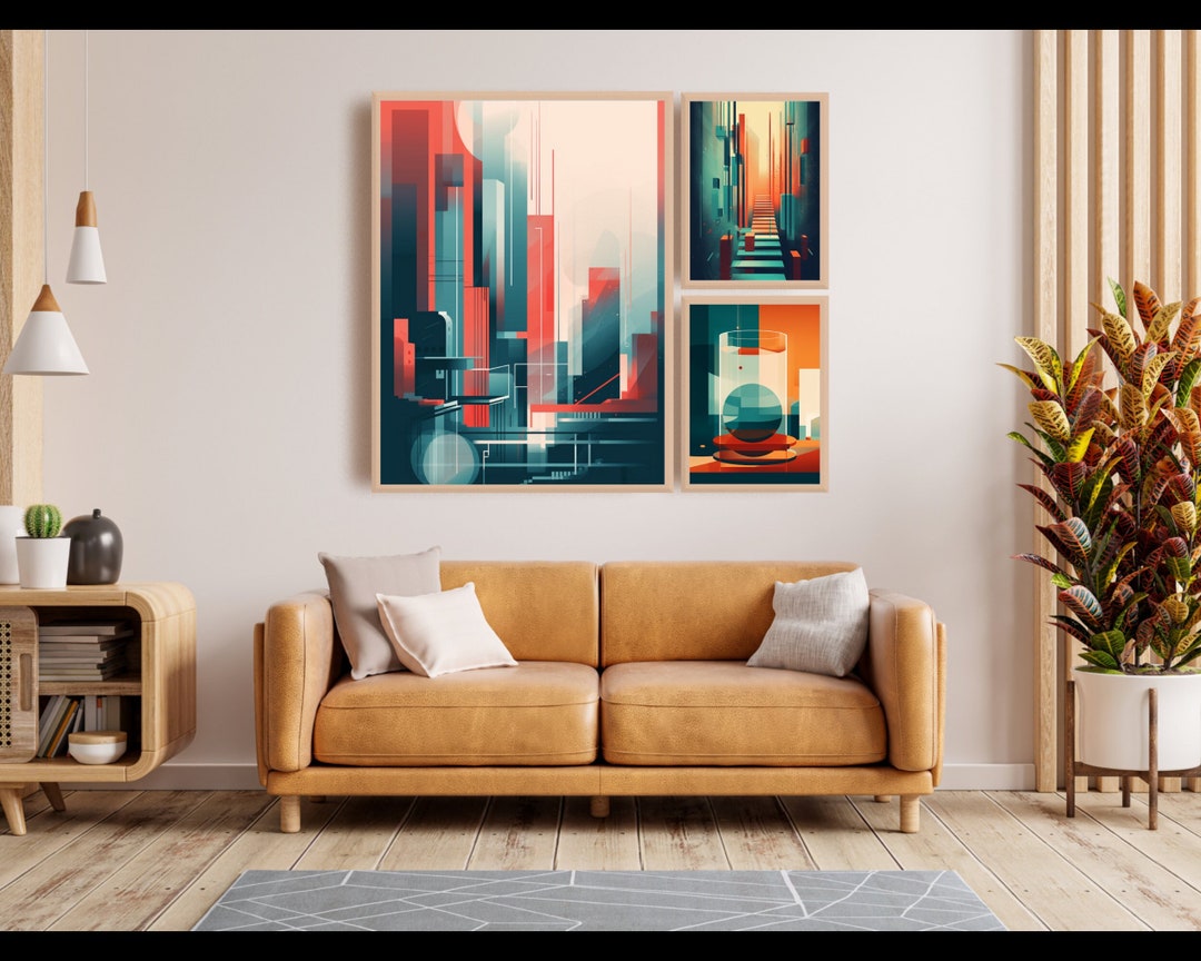 Modern Minimalist Art Set of 3, Wall Art Prints Trendy Set of 3, Wall