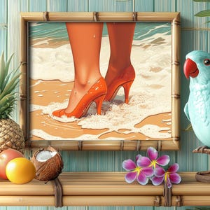 Retro Tropical Vacation Art | Vintage Prints For Beach Vacation House | Quirky Home Decor | Gallery Wall Art Ocean | Digital Download