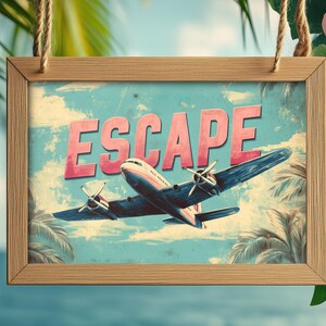 Retro Tropical Vacation Art | Vintage Prints For Beach Vacation House | Quirky Home Decor | Gallery Wall Art Typography | Digital Download