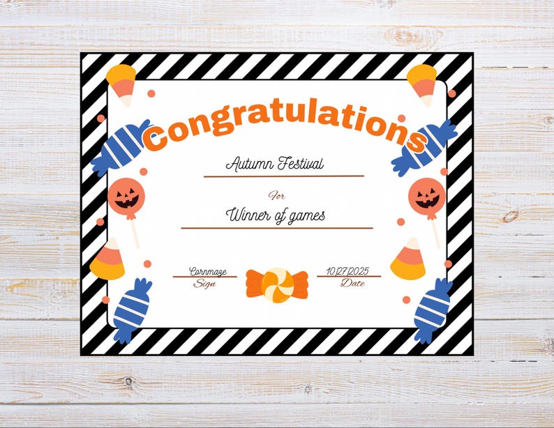 Fall Graduation Certificate Blank Award Certificate Printable Fall Festival, Congratulations ...