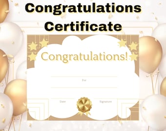 Printable Award Template, Gold Printable Certificate For Kids, Teacher Student Child Children Award Certificate Printable, Instant Download