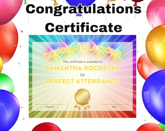 Editable Award Certificate Printable, Rainbow Certificate For Kids Template, Student Instant Download certificated, Colorful Printable PDF