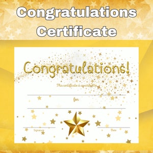 Editable Printable Award, Gold Star Certificate For Kids, Teacher Student Child Children Award Certificate Printable, Instant Download