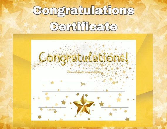Award Certificates - 50 Blank Plain Paper Sheets - With Gold