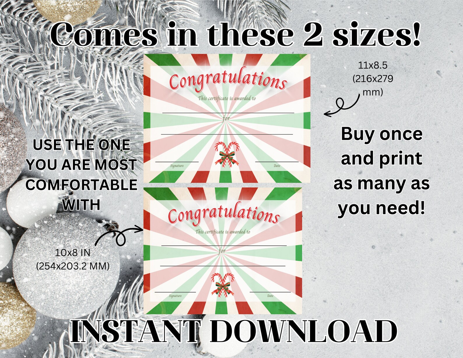 Printable Christmas Certificate, Holiday Certificate, Editable ...