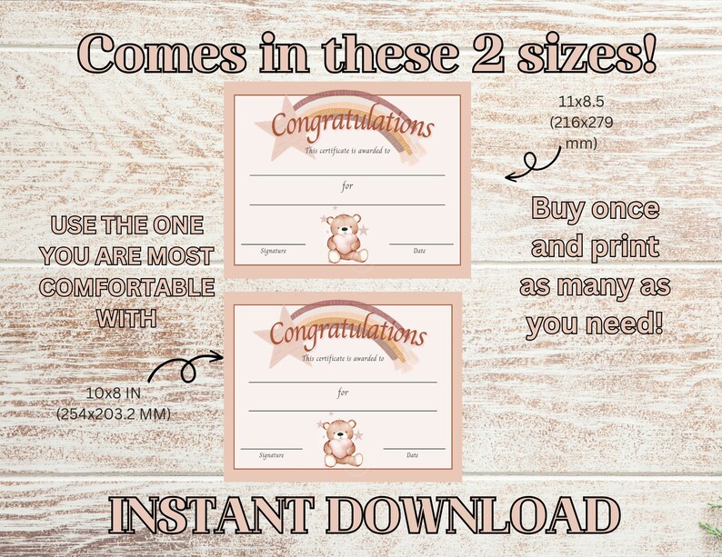 Printable Baby Shower Certificate, New Baby Certificate, Editable Printable Download Award