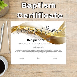 Baptism Certificate Printable, Christian Editable Template Certificate Print, Customizable Instant Download Baptism Printable, Editable Gift