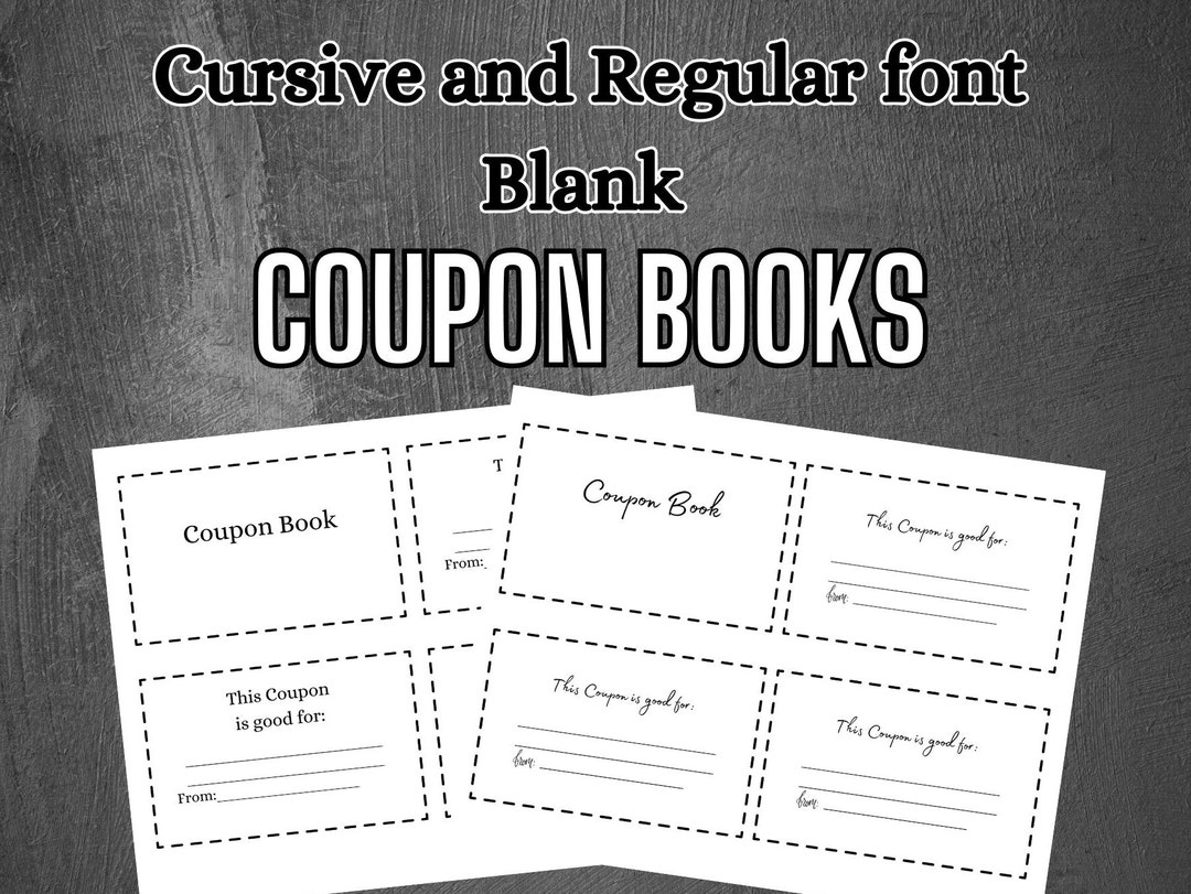 Coupon Book Customize Printable, DIY Cursive and Regular Blank Coupon ...