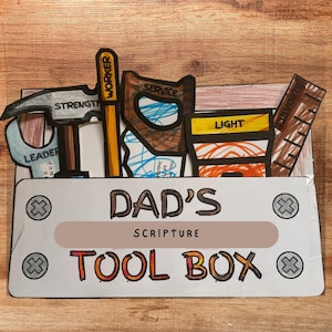 Toolbox for Dad Fathers Day Bible Craft, Childrens Church Kids Christmas Gift for Dad, Sunday School Bible Printable Coloring Activity, Art