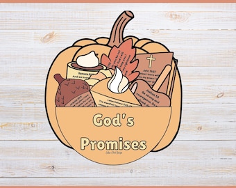 God’s Promises Pumpkin Craft, Christian Coloring Activity, Printable Scripture Lesson, Sunday School Bible Craft, Bible Activity