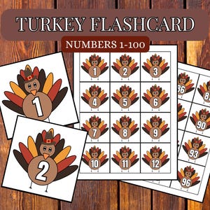 Conta fino a 100 numeri Flashcards, Imparare i numeri in Turchia, Flashcards di conteggio stampabili autunnali per bambini, Materiale Montessori autunnale, DIGITALE