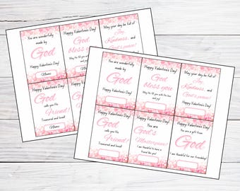 Christian Valentines Love Scripture Cards, Kids Valentine's Day cards, Printable, God's Love Passages, Biblical, Lunch Note, Saint Valentine