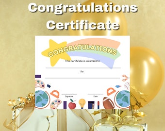 Editable Perfect Excellence Award Certificate, Colorful Classroom Printable Certificate, Teacher Student, Certificate of Achievement, Winner