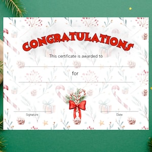 Christmas certificate, Printable Holiday certificate, Editable Printable Download Award, Santa nice list certificate template print, Candy
