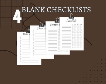 DIY Printable and digital Checklists, 4 Logs, check list, minimalist, chores, to-do, shopping, spreadsheet planner