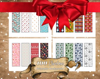Christmas Printables, Bookmark BUNDLE,  Christmas gift, Scrapbook Paper, Teacher appreciation, students gifts, secret Santa, Festive Holiday