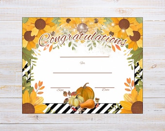 Editable & Blank Award Certificate Printable Fall festival, Congratulations template, Winner of Games, Best costume Contest, Trunk or treat