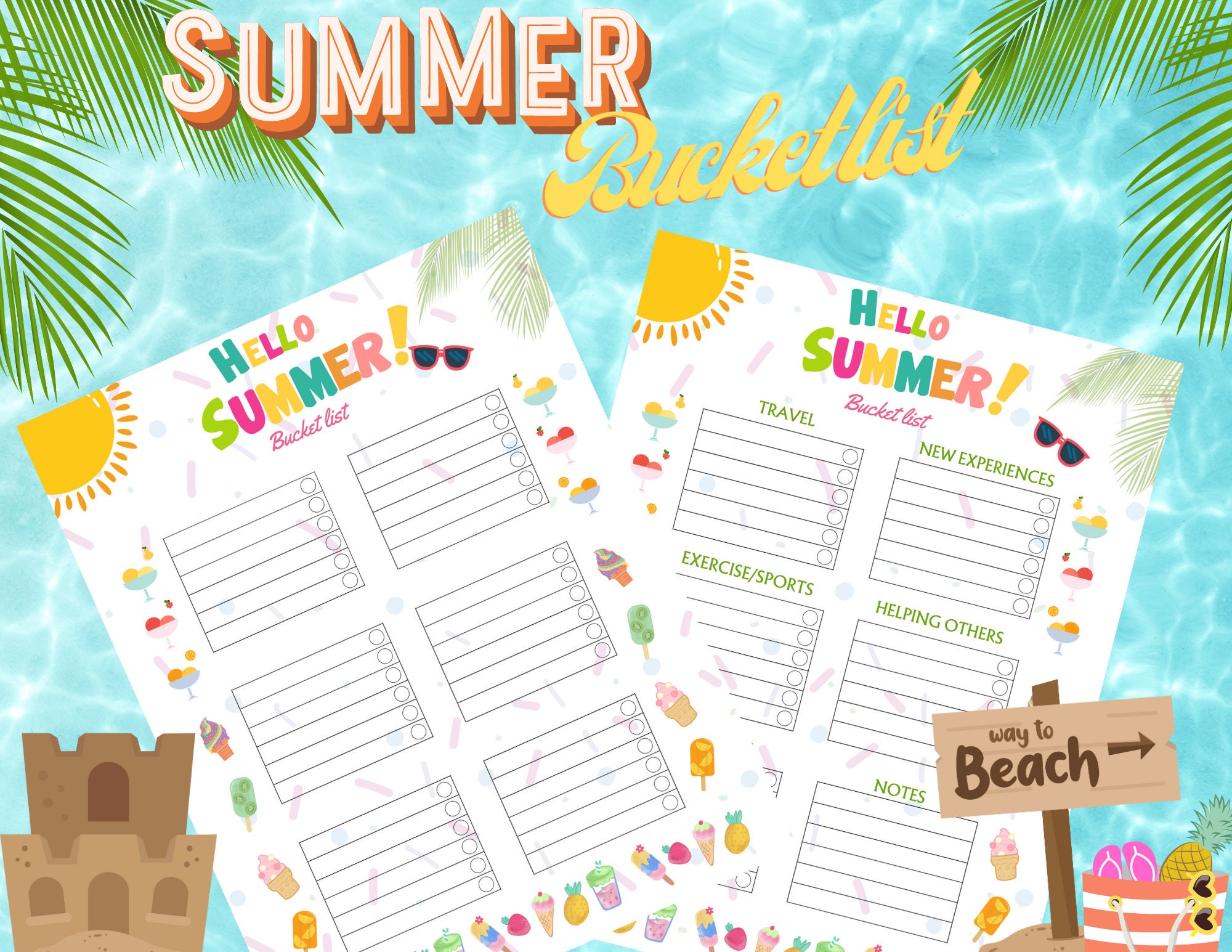 2023 Editable Summer Bucket List Printable Template Adults - Etsy