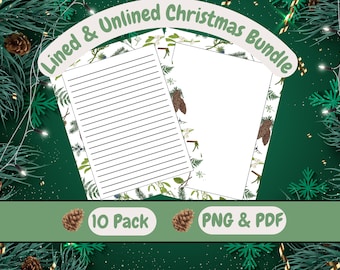 Christmas Stationery Winter Stationary Printable Stationery Holiday Letter Writing Stationery Paper Lined & Blank Digital Journal Instant