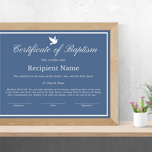 Printable Baptism Certificate, Editable Template Certificate Print, Customizable Instant Download Baptism Printable, Christian Editable Gift