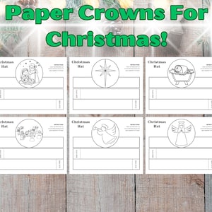 Christmas Printable Paper Crowns coloring activity Printable Kids Craft Hats Nativity Christmas Party Costume DIY Printable Instant gifts